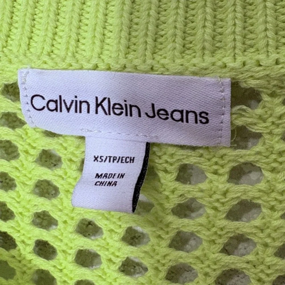Y2K‎ Neon Mesh Knit Sweater Womens XS Open Knit Indie Sleaze Cyber Cotton Rave